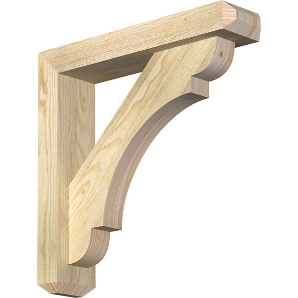 Ekena Millwork Olympic Craftsman Rough Sawn Bracket w/ Offset Brace, Douglas Fir, 4"W x 18"D x 18"H BKT0402X18X18OLY04RDF - main